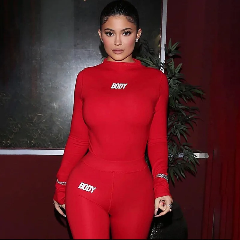 New Fashion Women Ladies Autumn Sexy Club Casual Slim Jumpsuit Solid Color Long-sleeved Tight Bottoming Bodysuit Red |