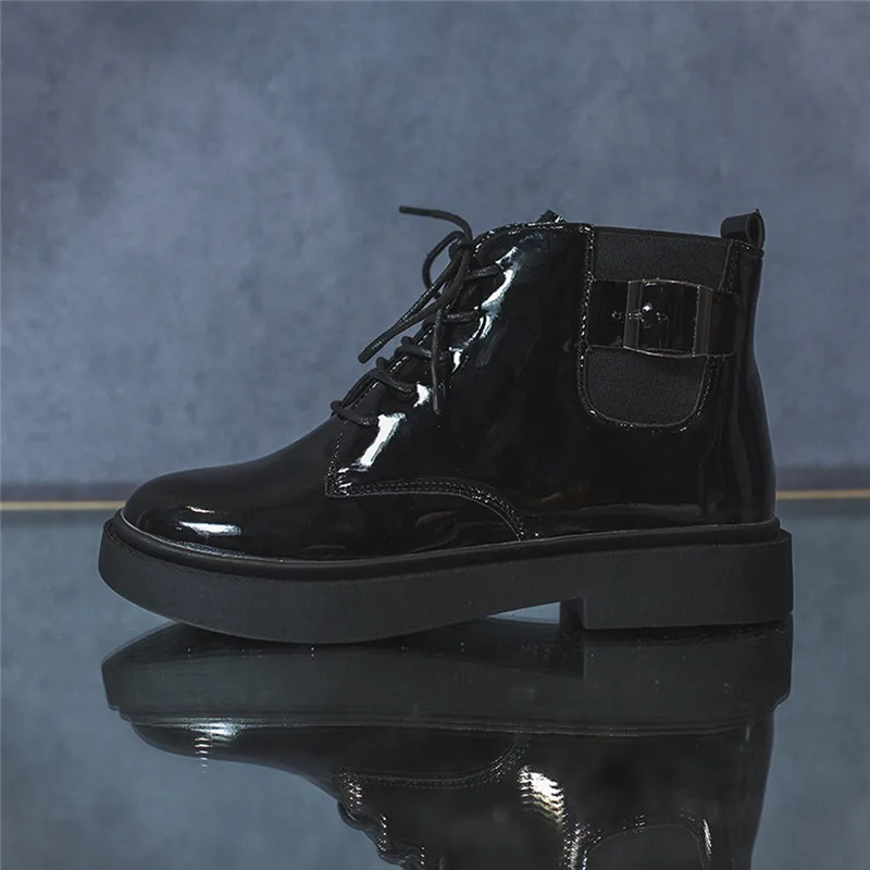 Женские Водонепроницаемые ботинки на шнуровке классические черные байкерские