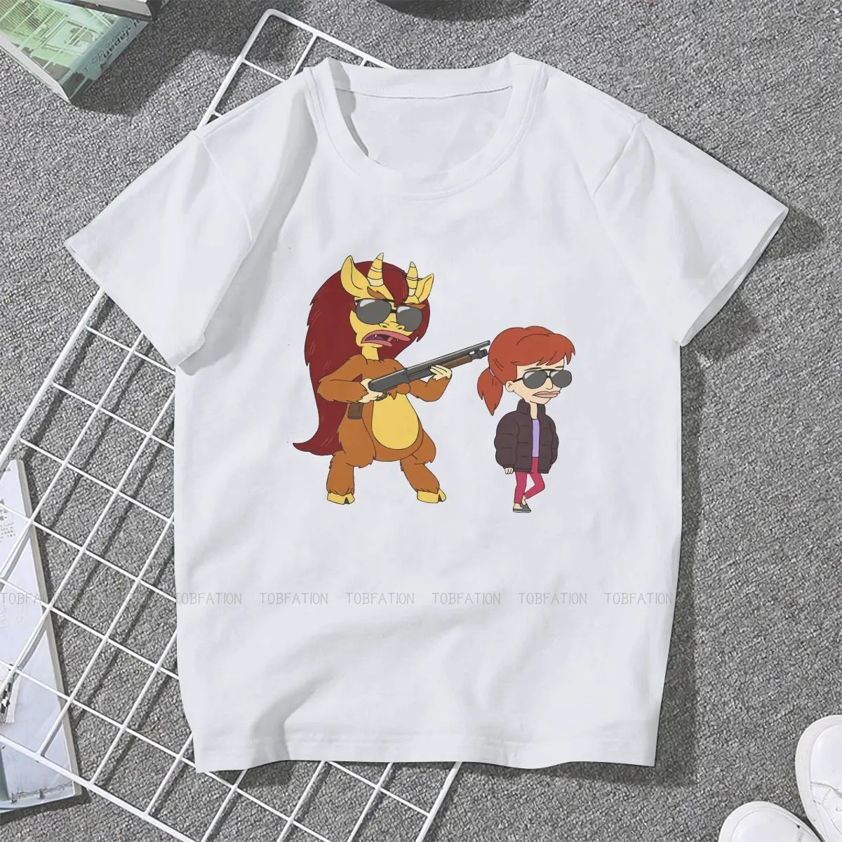 Футболка женская с принтом Big Mouth 100% хлопок 4XL 5XL | Женская одежда