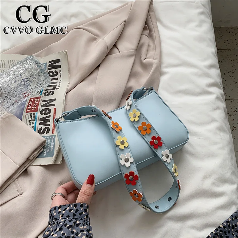 

Cvvo Glmc Flower Shoulder Strap Design Small PU Leather Crossbody Bags For Women 2021 Branded Simple Travel Ladies Handbags