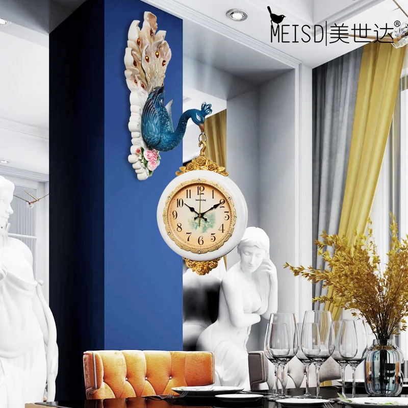 MEISD 2020 Качественные полимерные 3D Двухсторонние настенные часы кварцевые