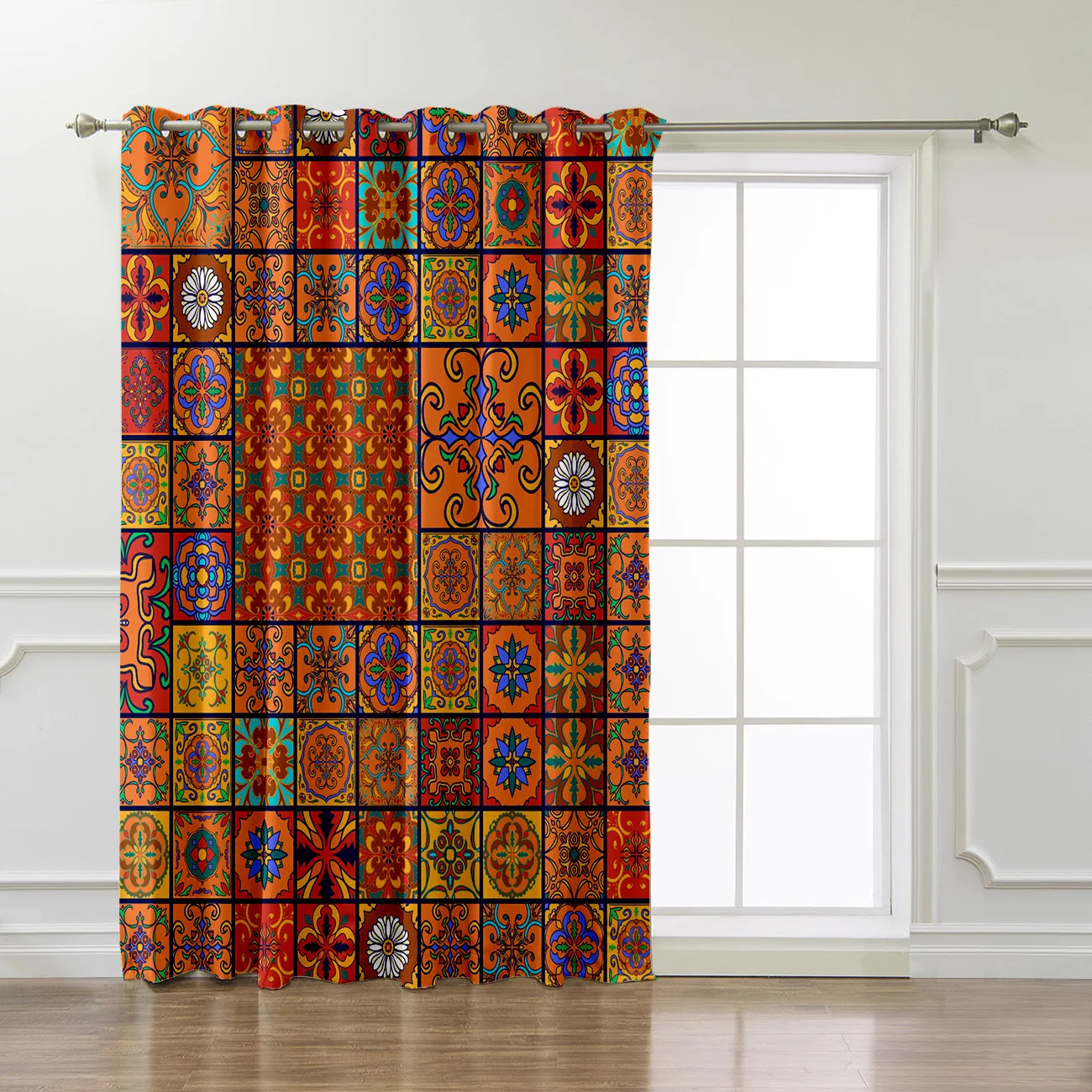 Ретро этнические квадратные узорные комнатные шторы большие оконные жалюзи для