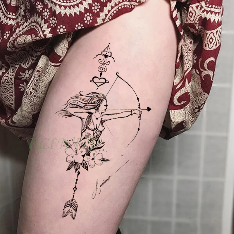 Водостойкая Временная тату цветок сексуальная девушка сердце стрела