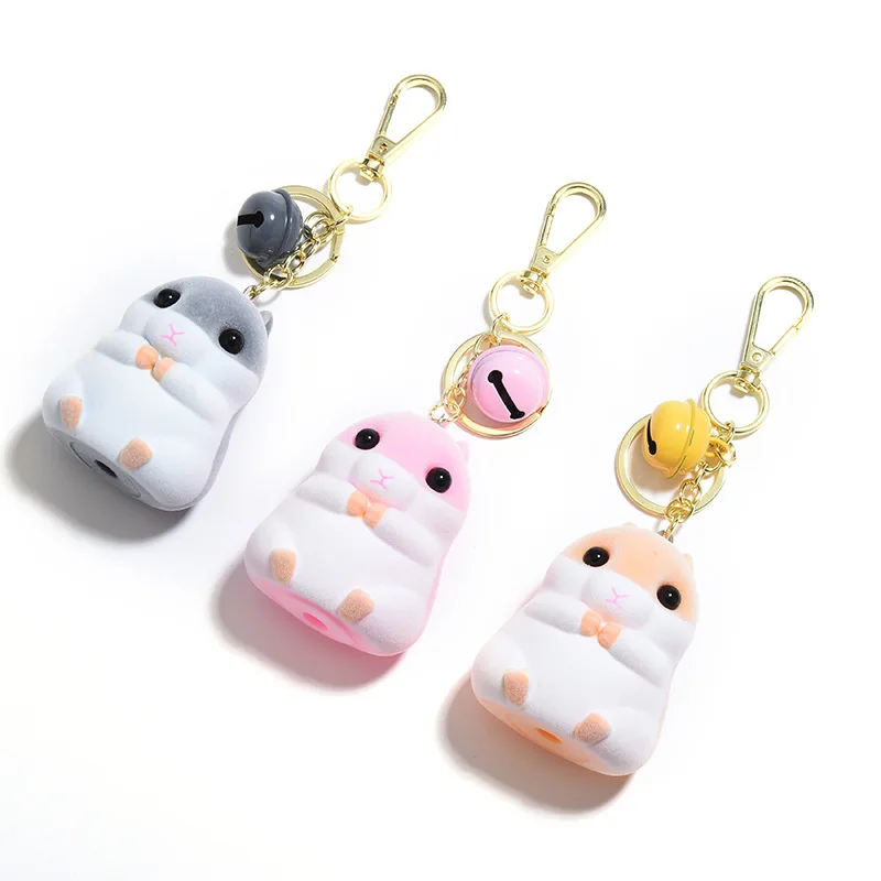 Мультфильм брелок для ключей хомяк Флокирование кукла виниловая подвеска милая