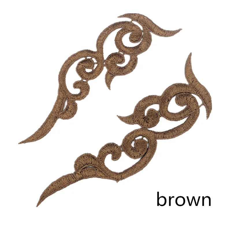 Brown Zsbszc 20 зеркальные пары LP-1882 полиэстер Ткань Цветы нашивки красочные облака craf белый черный кружево Аппликация аксессуары DA003 - Цвет: Brown