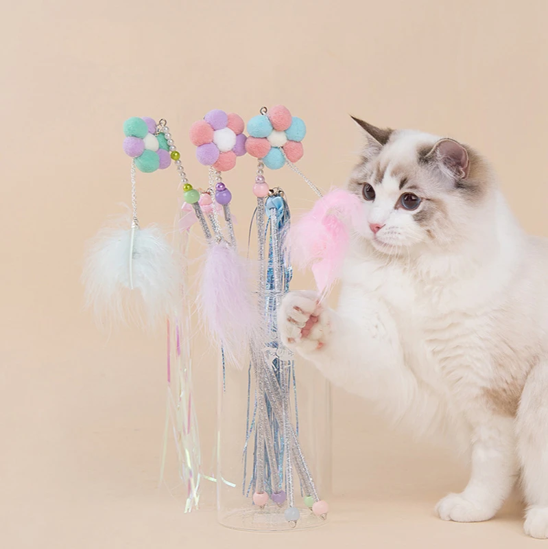 

Soft Feathers Cat Stick Pet Supplies Fashion Mini Cute Pet Plush Toys Claws Thumb Bite Cat Mint Training Toy