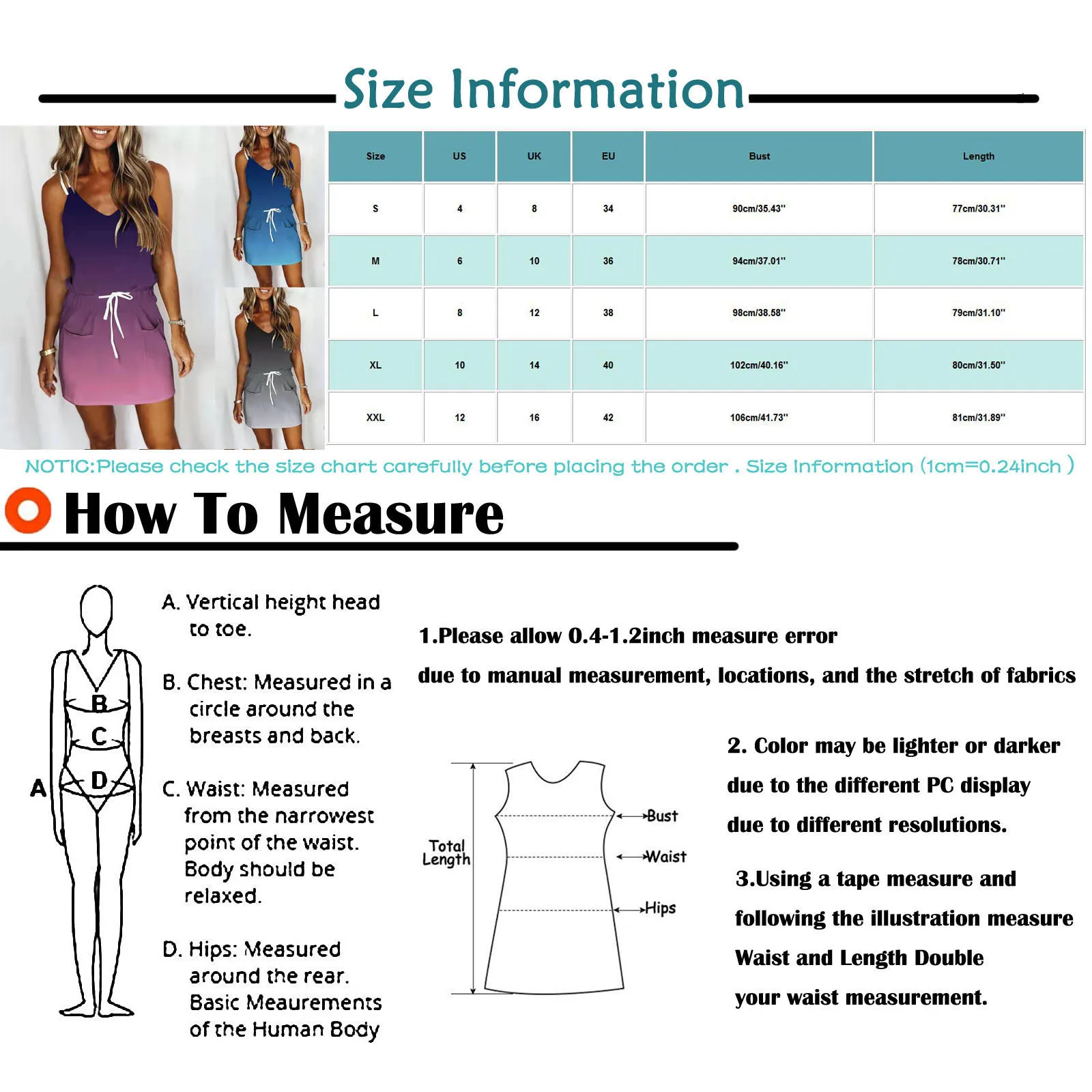 

Sexy Mini Dress 2021 Fashion Gradient Drawstring Dress Summer Dress Loose Sleeveless Dress Women Pocket Casual Beach Dress