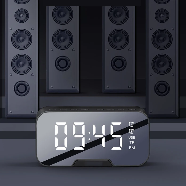 

Wireless Bluetooth Speaker Mirror with Clock Portable Desktop Small Audio Speaker for iphone TF Card Bluetooth Speaker Business