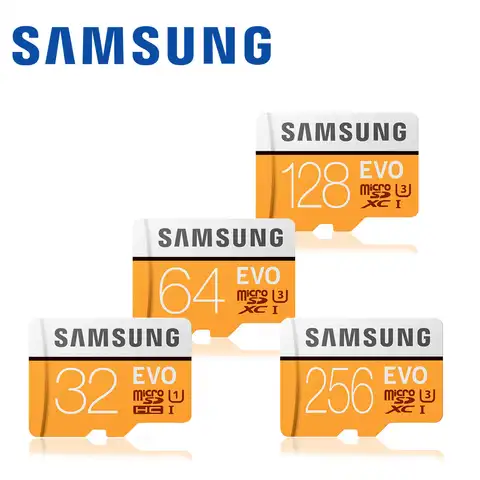 Карта памяти microsd EVO PLUS SAMSUNG, желтая, 32 ГБ, 64 ГБ, 128 ГБ, класс 10, транс-флеш Micro SDXC u3 SDHC 256 ГБ, UHS-I