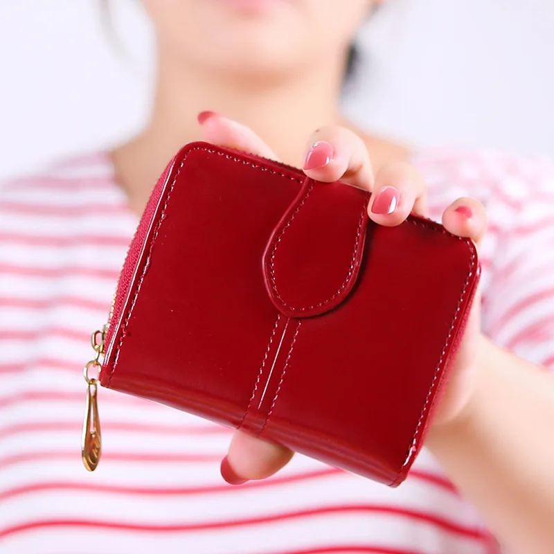 

Women's Wallet Oil Wax Leather Hasp Zipper Purses Luxury Designer Vintage Clutch Solid Coin Pocket Card Holder Portfel Damski