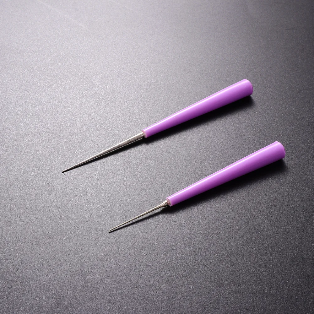 

2 Pcs Bead Hole Reamer Needle Opener Drill Puncher Pearl Beads Craft DIY Tools (Violet)