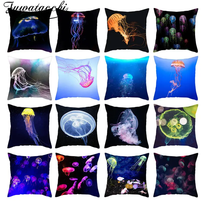 Чехол на подушку с изображением Медузы Fuwatacchi декоративная наволочка морским