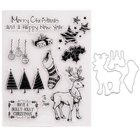 yinise silicone clear stamps cutting dies for scrapbooking stencil christmas diy paper album cards making craft rubber stamp