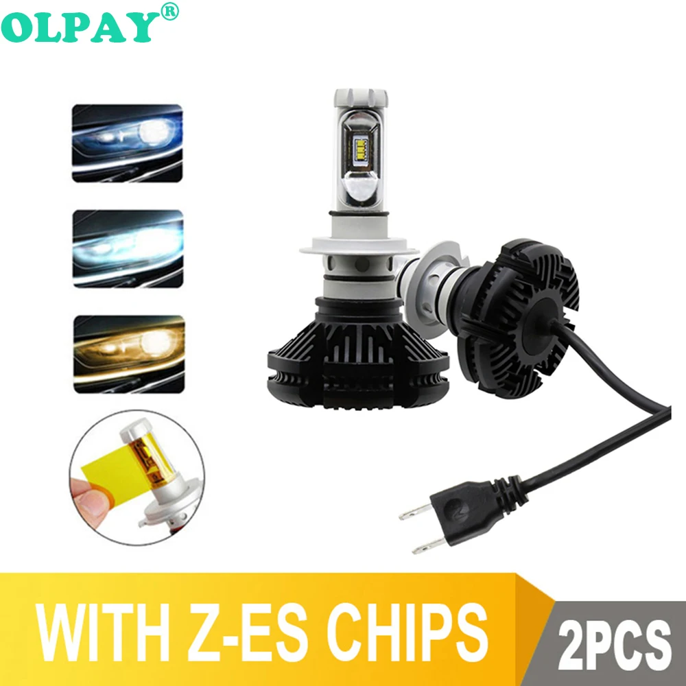 OLPAY 2 шт. автомобильный светильник зэс H4 светодиодный H7 H11 3000K 6000K 8000K HB3 9005 HB4 9006