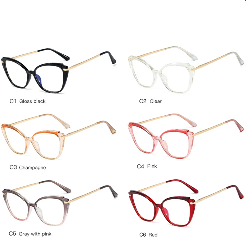 

2021 Vintage Cat Eye Glasses Frame Women TR90 Anti Blue Light Transparent Eyeglasses Computer Goggles Reading Men Eyeware UV400