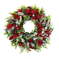 christmas wreath winter wreaths for front door handcrafted farmhouse wreath with variant red berry evergreen leaf rattan base c