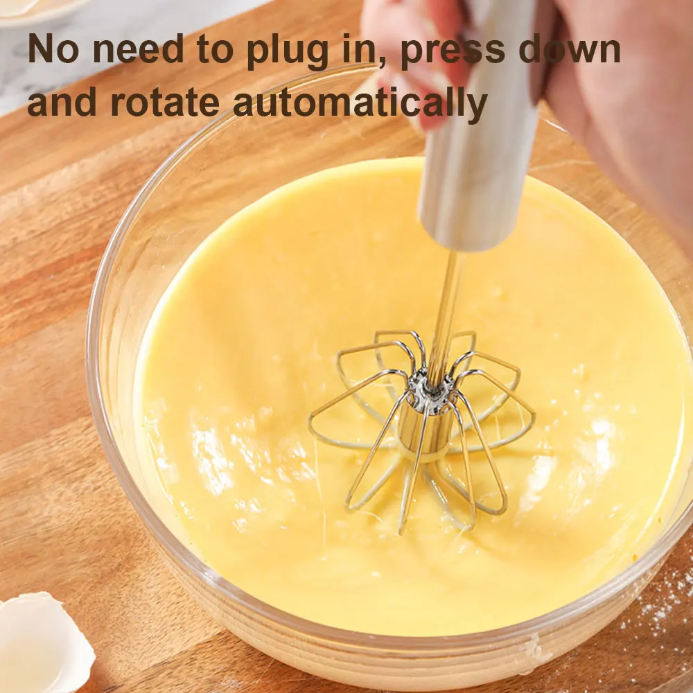 

Manual Egg Beater Stainless Steel Rotating Semi-Automatic Eggbeater Whisk Hand Mixer Egg Stirrer Kitchen Egg Tools