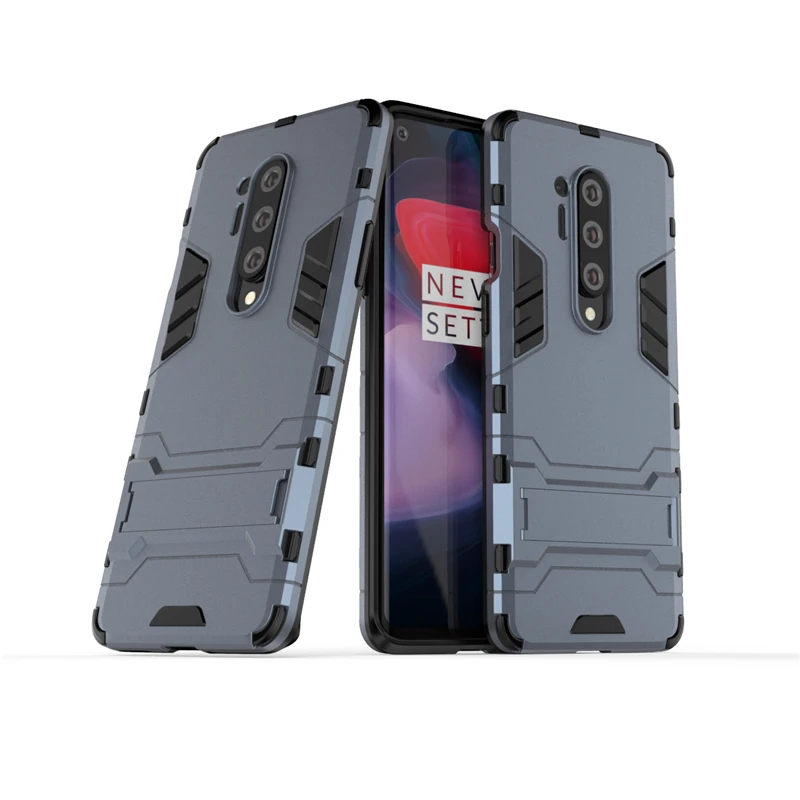 

Silicone Shockproof Bumper Heavy Duty Case For Oneplus 7 7t 8 Pro Luxury Armor Kickstand Pc+tpu Phone Back Cover Stander Fundas