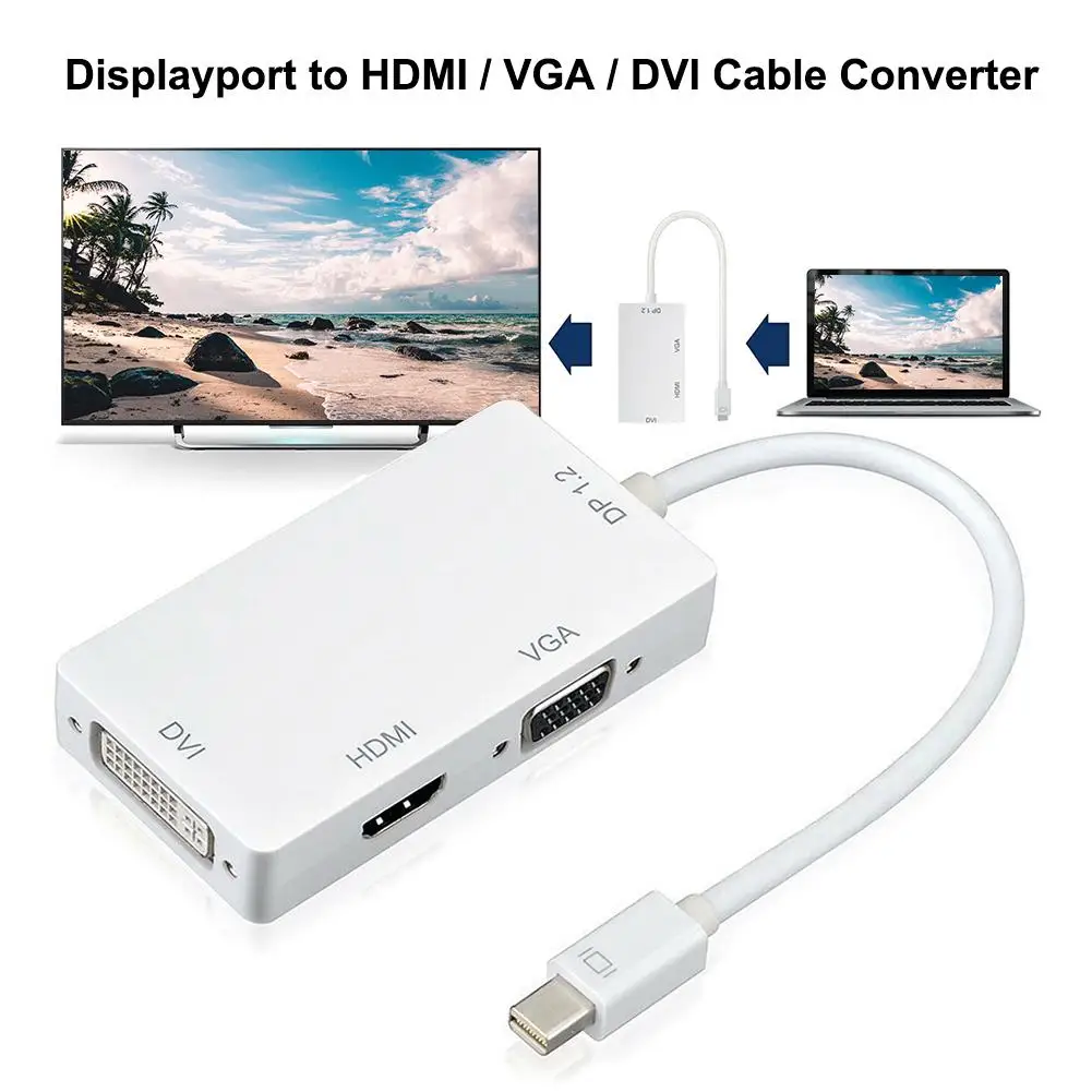 

3 в 1 Mini Display Port MINI DP Male к HDMI-совместимым DVI VGA Female адаптер конвертер кабель для Apple MacBook Air /Pro MDP
