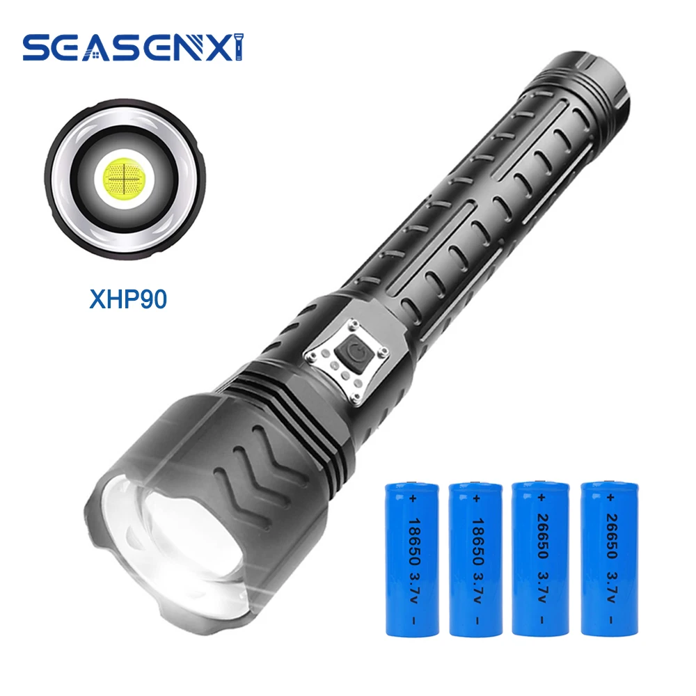 

LED Flashlight 2500 Lumens Super Bright Zoomable Waterproof Flashlihgt USB Rechargeable with 26650 Batteries 5 Modes Flashlight