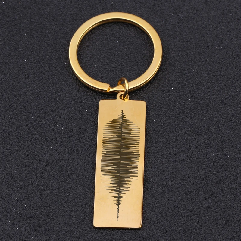 Fashion Recording Wave Keychain Personalized Sound Jewelry For Lover Girlfriend Boyfriend Gift Stainless Steel Key Ring | Украшения и