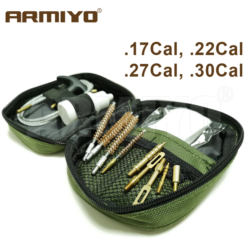

Armiyo 42pcs/set .17Cal .22Cal .27Cal .30Cal Gun Bore Cleaner Pistol and Rifle Barrel Cleaning Brush Kit Hunting Accessories