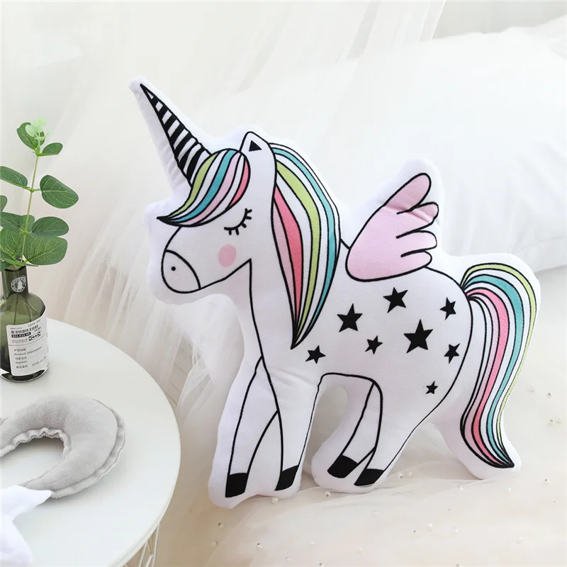 

Creative rainbow cartoon double-sided printing plush pillow cute unicorn cushion child companion doll home children room decorat