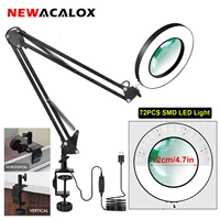 newacalox 120mm4 7in large lens 5x magnifier lamp 3 color adjustable led desk lamp for welding lightingreadingnight light