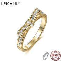 lekani 925 sterling silver shining bow knot simplily ring luxury cubic zircon women fine jewelry anniversary girlfriend gift