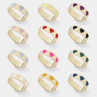 wholesale jewelry new colorful ring for women glossy dripping love heart rings peach heart ring exquisite wild trend jewelry