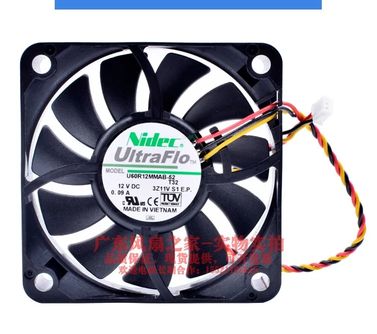Вентилятор охлаждения сервера Nidec U60R12MMAB 52 T32 DC 12 В 0 09a 60x60x15 3 провода|Кулеры и