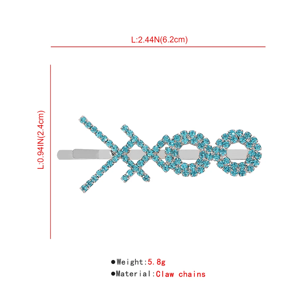 

White Pink Rhinestone Hair Clip Girls XXOO Letter Barrette Stick Hairpin For Women Headwear New Fashion Crystal Hair Accessories