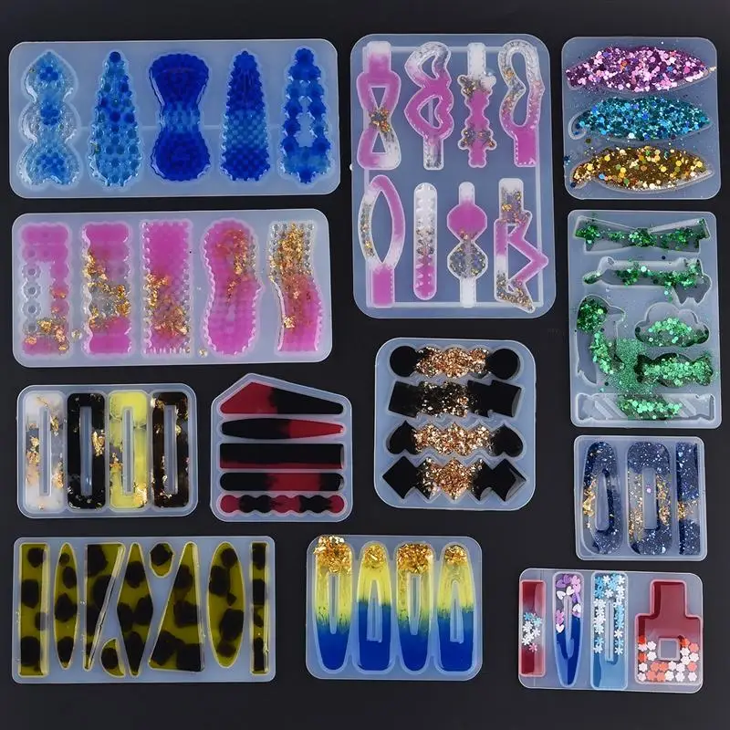 DIY UV Epoxy Resin Mold Hair Clip Silicone Mold Handmade Crystal Resin Casting Molds Resin Jewelry Making Resin Crafts