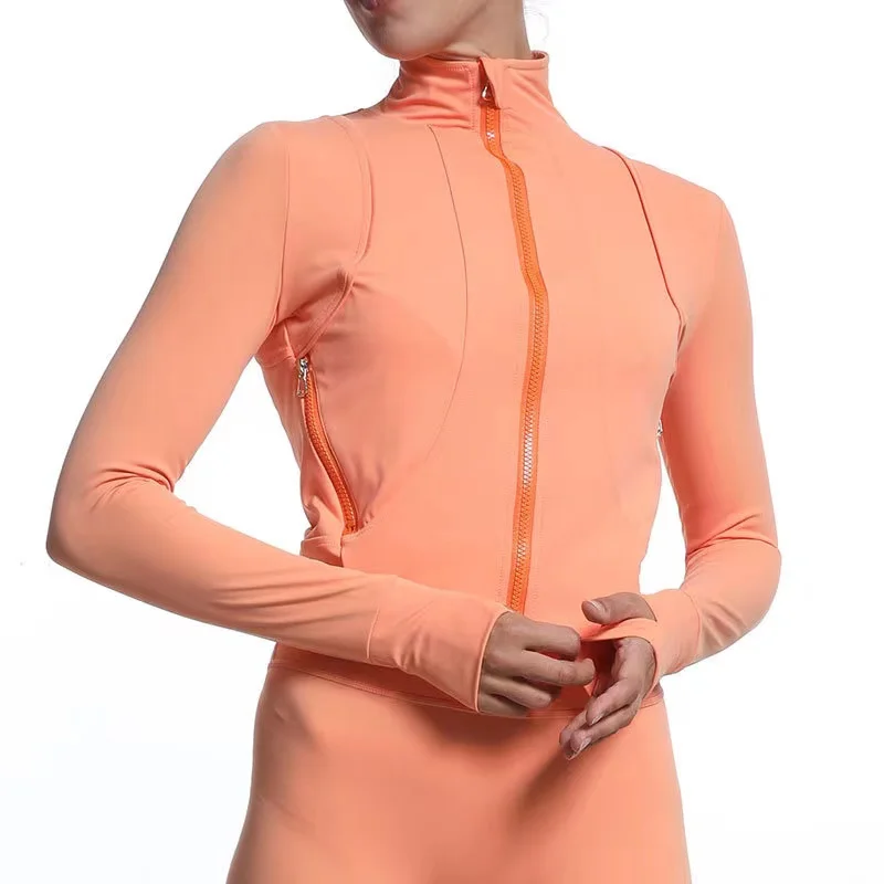 

2021 Nieuwe Mode Herfst En Winter Vrouwen Rits Lange Mouwen Sneldrogende Running Gym Outdoor Top Duim gat Sportkleding Fitnes US