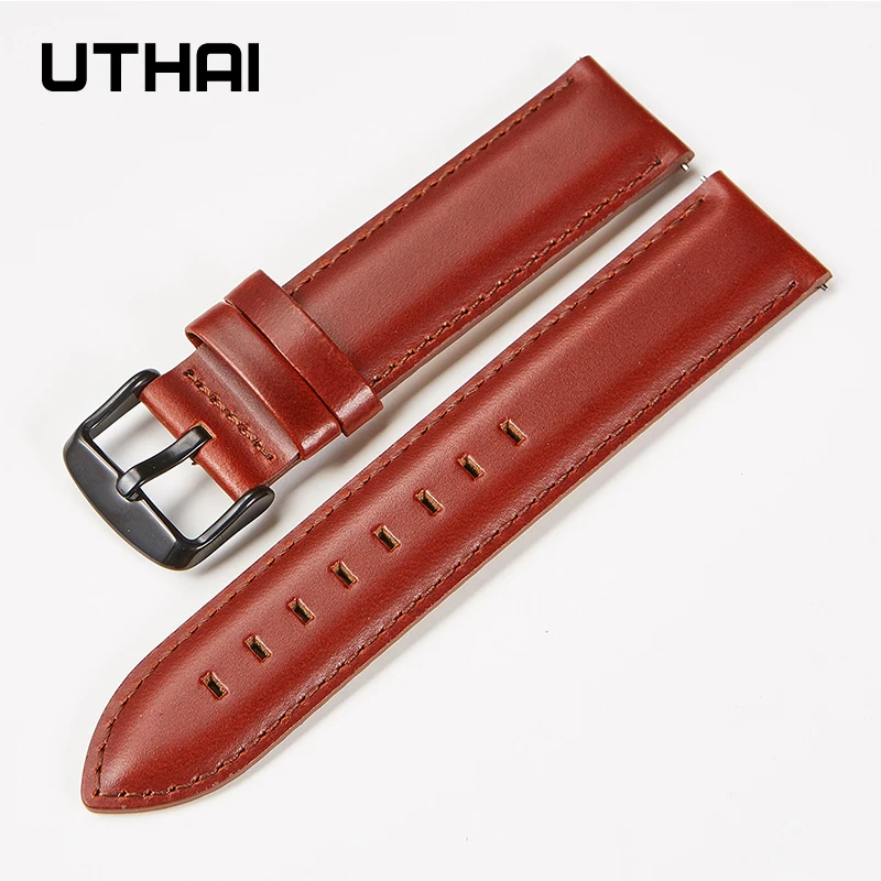UTHAI P100 Ремешки для наручных часов кожаный ремешок быстросъемный пружинный 22 мм