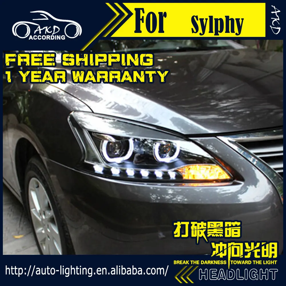 

AKD Car Styling Head Lamp for Nissan Sentra Headlights 2012-2015 Sylphy LED Headlight H7 D2H Hid Option Angel Eye Bi Xenon Beam