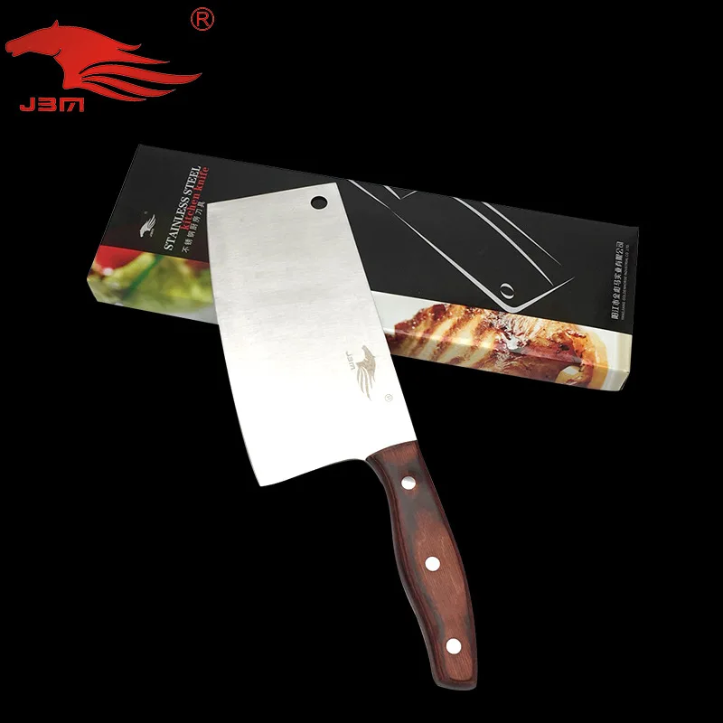 

Large kitchen knife with color wooden handle
