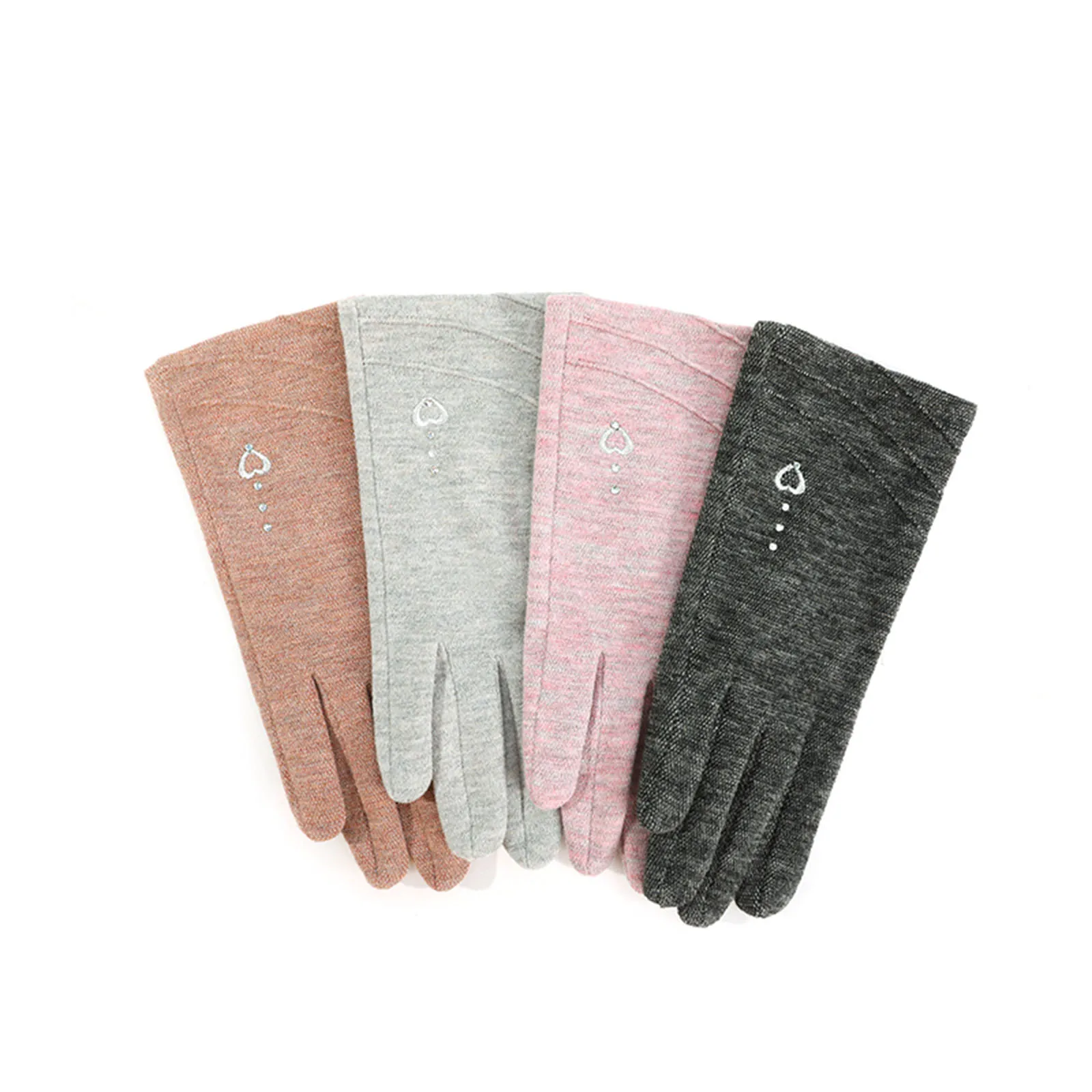

Women Warm Embroidered Gloves Adults Autumn Winter Antibacterial Touch Screen Gloves Fashion Accessories