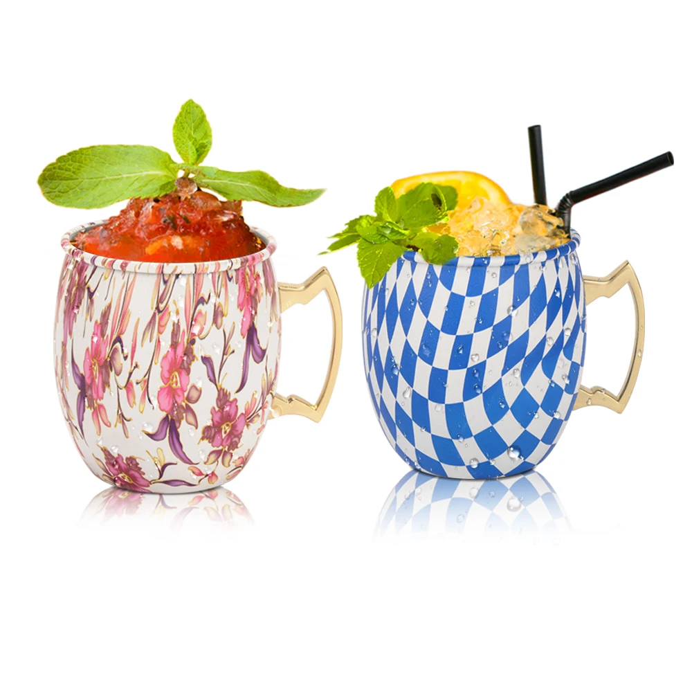 Кружки для москского мула чашка из нержавеющей стали цветная с латунной ручкой