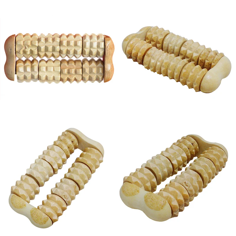 

1pcs Relax Wood Dual Rows Roller Massager Practical Foot Arm Care High Quality