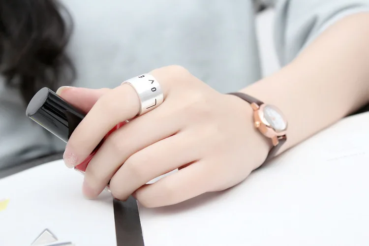 

New 925 Sterling Silver LOVE Letter Rings for Women Adjustable Size Rings Fashion Wedding Jewelry Anillos Mujer