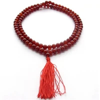 6mm 108 red agate 108 beads tassel necklace meditation charm healing spirituality lucky elegant chakas buddhism