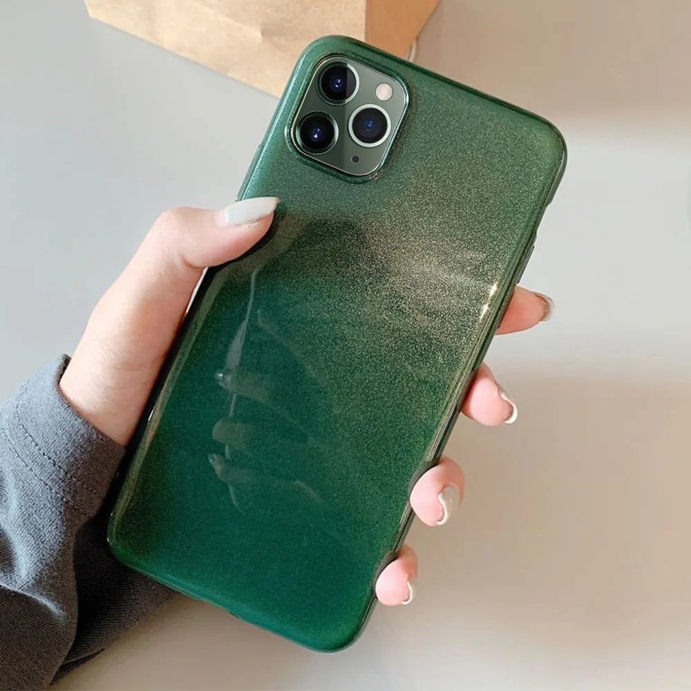 LAPOPNUT чехол для IPhone 11 Pro Max черно-зеленый блестящий защитный бампер Тонкий Apple Xs Xr X 8