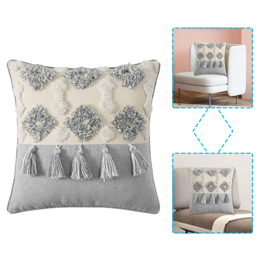 

Morocco Cotton Pillow Case 45X45CM Decorative Farmhouse Cushion Covers With Tassels For Sofa Couch Bedroom Car Living Room