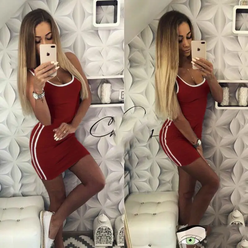 Лето 2020 женские элегантные модные платья майки привлекательный облегающий