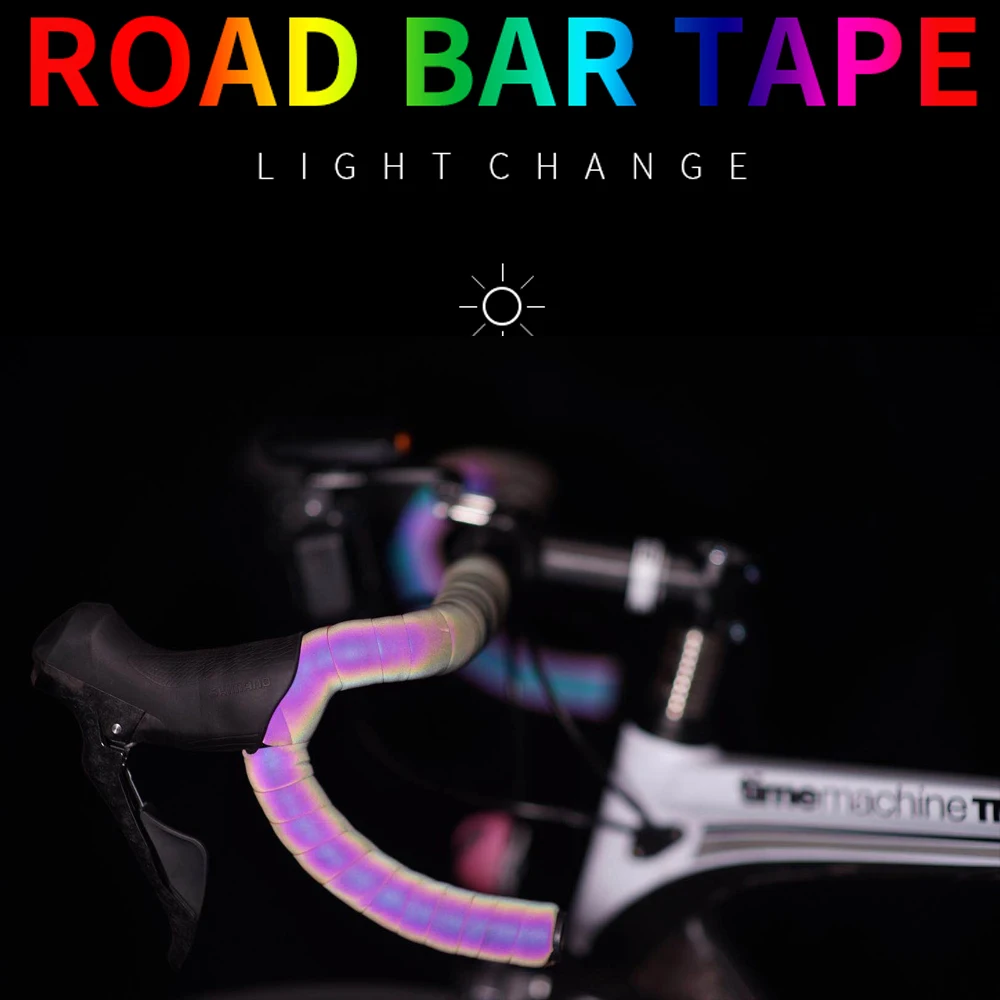 

PU+EVA Cycling Bicycle Handlebar Tape Belt Dimming Reflective Band Strap Belt With Gradient Color-Changing Bike