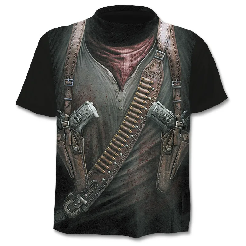 

Skull pattern T-shirt men's short sleeve 3D printing horror fashion style casual O-neck shirt 2021 new