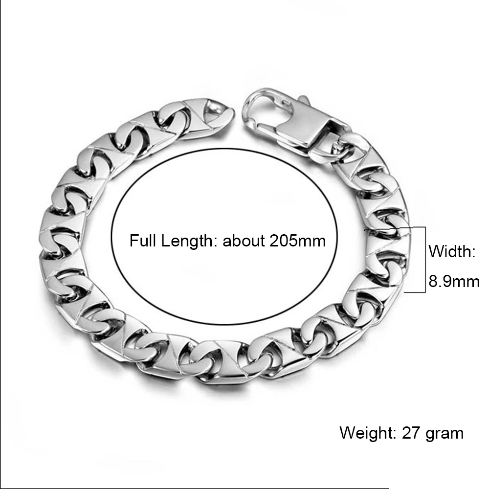 Снаряженная звеньевая цепочка браслет Мужская сталь тяжелые металлические