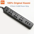 Оригинальный электрический удлинитель Xiaomi, быстрая зарядка, 3 USB + 3 розетки, стандартный переходник CN, переходник для ЕС, США, Великобритании