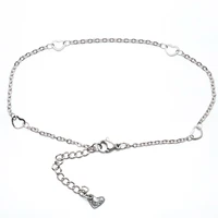 tiny 304 stainless steel anklet for women silver color heart chain anklets leg jewelry foot chain barefoot 23cm9 long1 piece